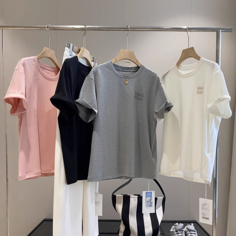Shenzhen South Oil Pole End Factory! high quality Xinjiang Cotton T Soft Base Round Neck Short-sleeved T-shirt for Women