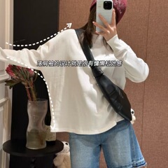 090306秋季新款韩版显瘦透气时尚百搭简约休闲刺绣圆领长袖字母T