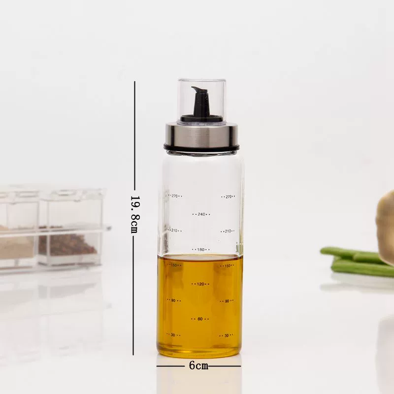 High borosilicate transparent lid oil bottle creative leak-proof glass oil bottle kitchen soy sauce vinegar bottle dust-proof condiment bottle wholesale