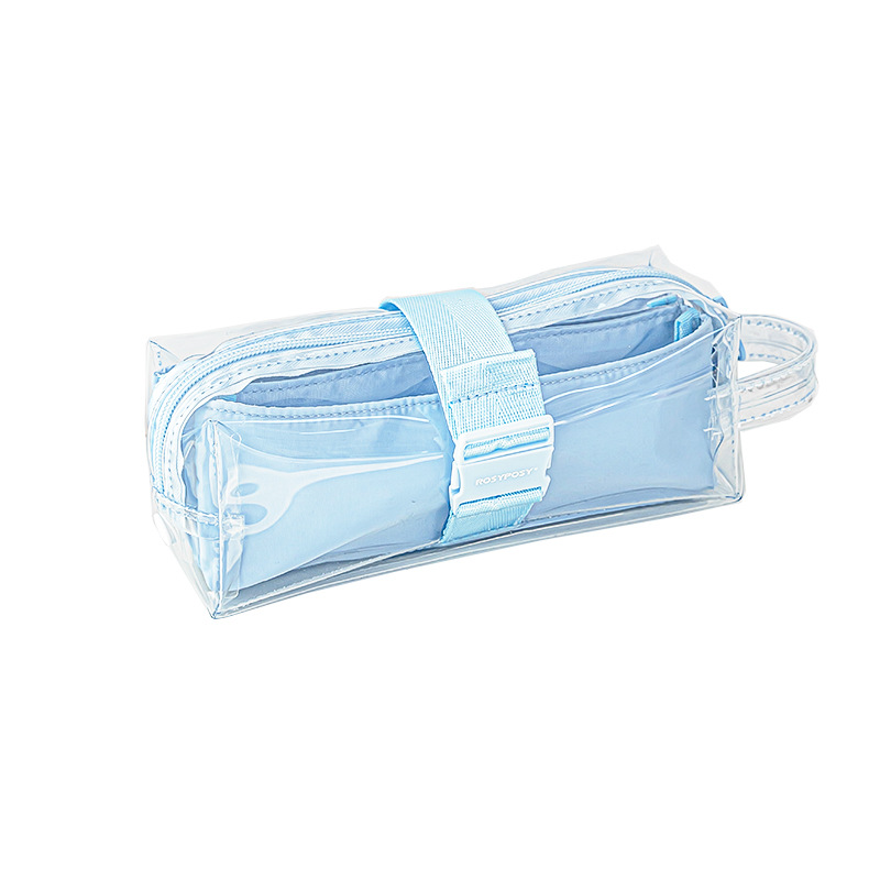 RosyPosy suave conjunto pequeño cuadrado congelado extraíble caja de lápiz 2,0 hielo transparente de gran capacidad textura papelería caja de lápiz de almacenamiento