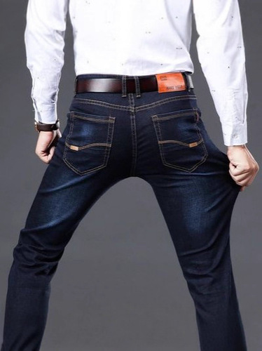 Autumn/Winter High-Elasticity Men's Straight Leg Tapered Slimming Blue Human Casual Loose Plus Size Thick Straight Long Pants