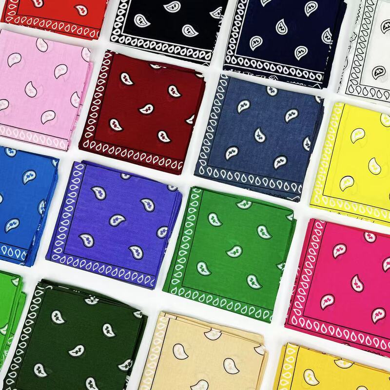 New Pure Cotton Turban Square Scarf 55cm Thickeneded European and American Cashew Flower Sports Outdoor Triangle Scarf Hip-Hop Cycling Wholesale