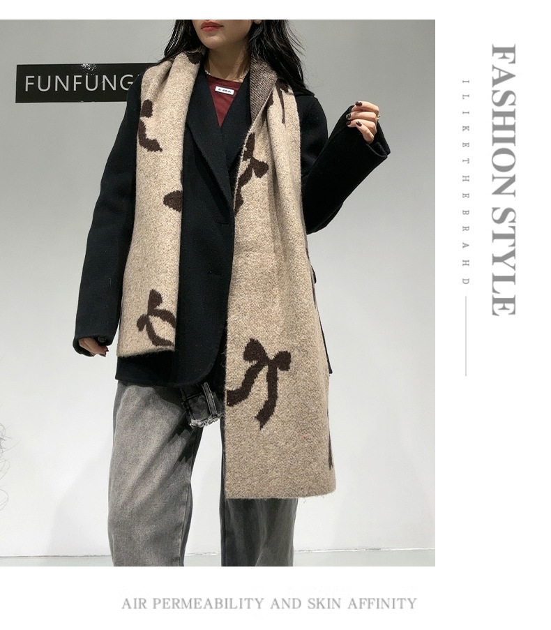 Mujeres Dulce Nudo De Lazo Lana Artificial Bufanda display picture 3