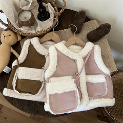 Ningli Girls' Vest Autumn and Winter New Children's Fashion Lamb Velvet Sleeveless Vest Baby Sweet Little Fragrance Jacket