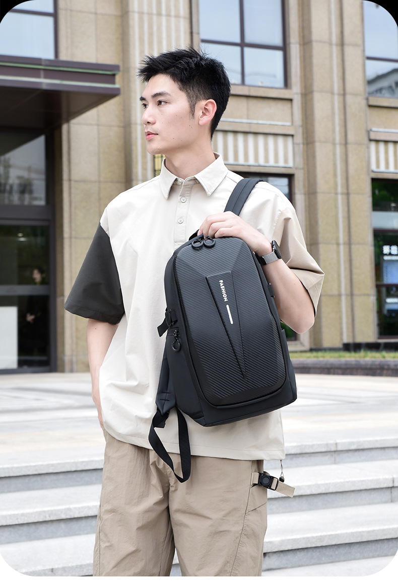 Cross-border hard-shell men's large-capacity backpacks, water-repellent cycling motorcycle backpacks, anti-collision business computer bags Specification drawing