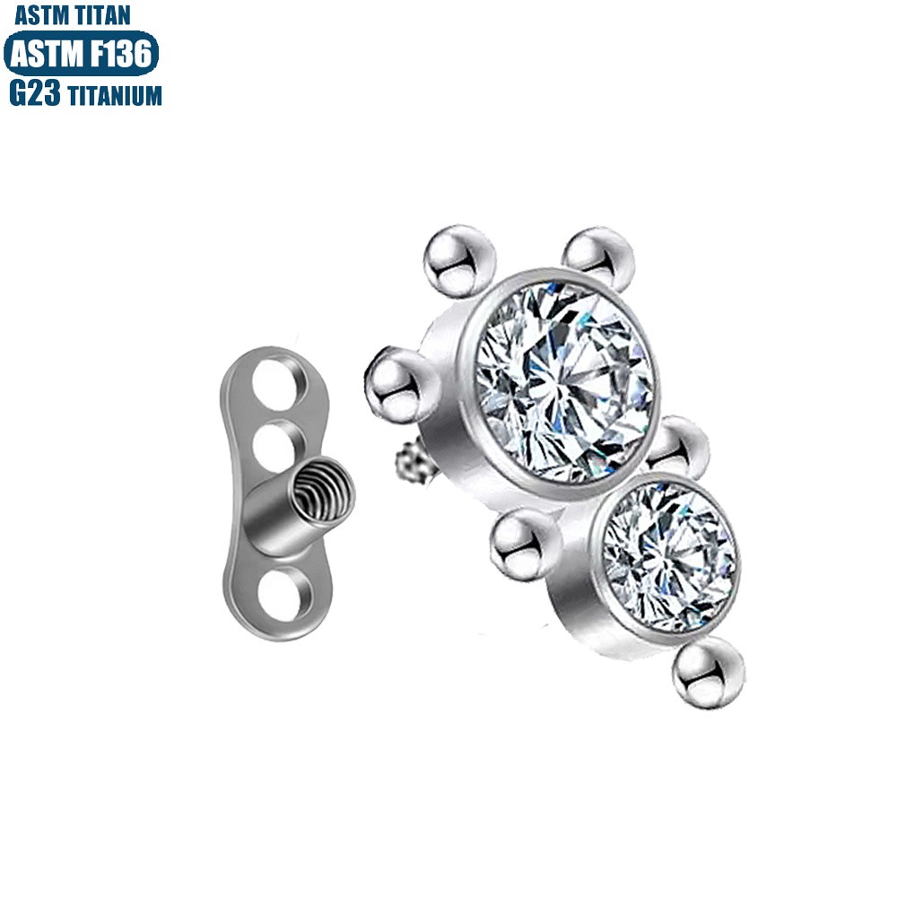 Silver pointed spike labret stud material detail