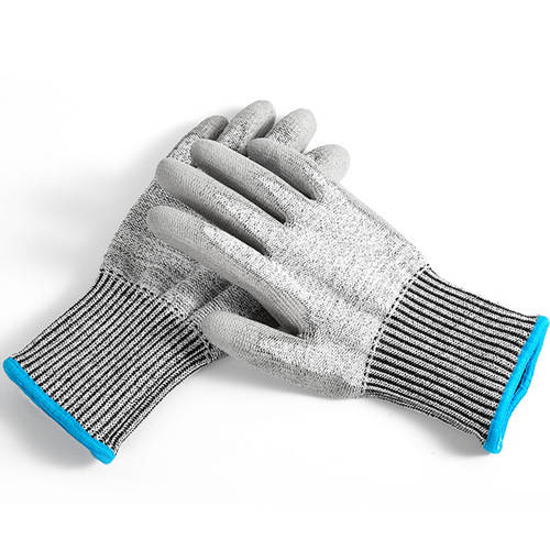Woodworking safety gloves for wholesale, thick PU-coated wire high cut-resistant F-grade mechanical handling construction work gloves