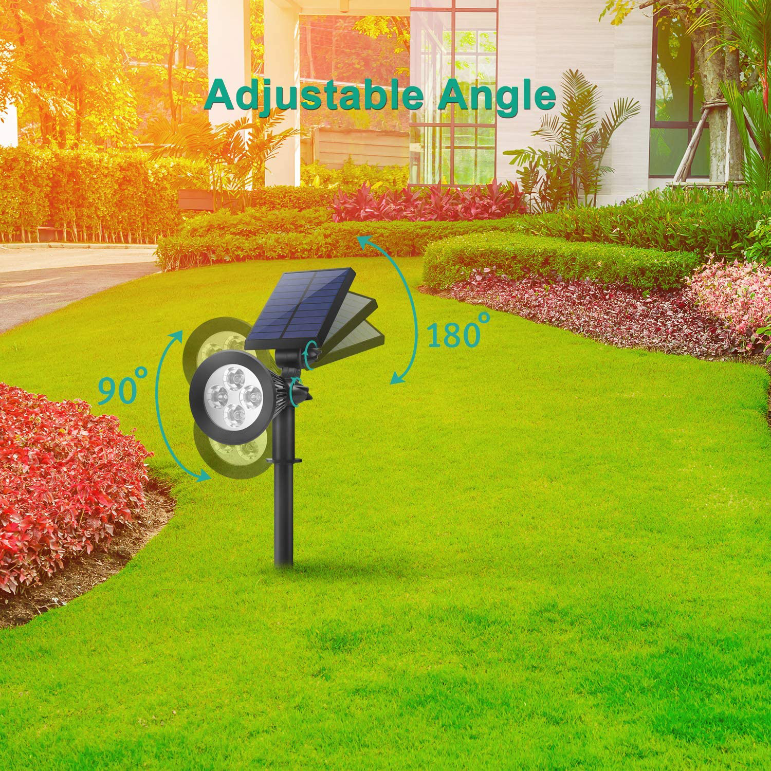 New RGB Solar Projector Lamp 7LED Courtyard Ground Stake Lawn Lamp 4LED Seven Color Garden Decorative Landscape Lamp