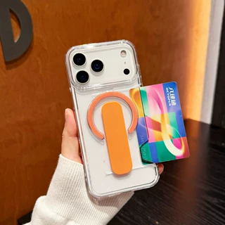 半包适用iPhone18可插卡透明手机壳脂环伸缩磁吸支架苹果17保护套