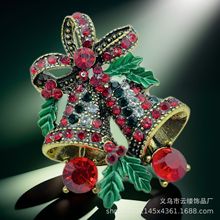 跨境热销时尚圣诞节环保合金胸针领针铃铛胸花别针饰品胸花批发