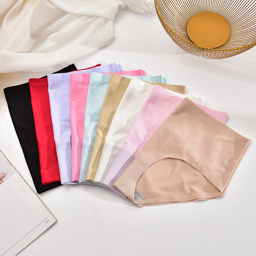 Seamless underwear for women, ice silk, one piece, mid-waist, large size, foreign trade wholesale, briefs, thin underwear 810