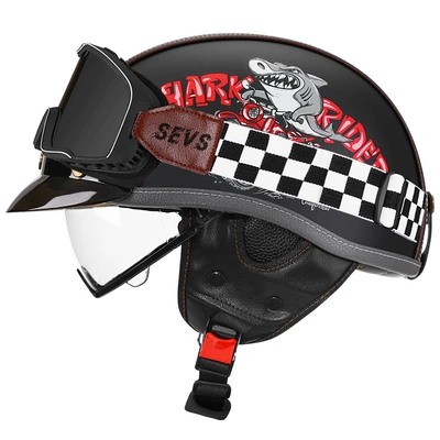 Motosiklet kaskı (dəbilqə) — Helmet for Men and Women Summer - yahei-shark-bully-transparent-mig-large-frame-goggles-m