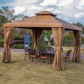 户外铝合金雨棚凉亭别墅庭院花园烧烤休闲亭子罗马雨棚遮阳棚