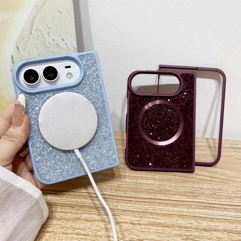 Cross-border new iPhone Duo phone case, featuring a luxurious glitter design, trendy new diamond accents, and a high-end protective shell Cross-border new iPhone Duo phone case, featuring a luxurious glitter design, trendy new diamond accents, and a high-end protective shell