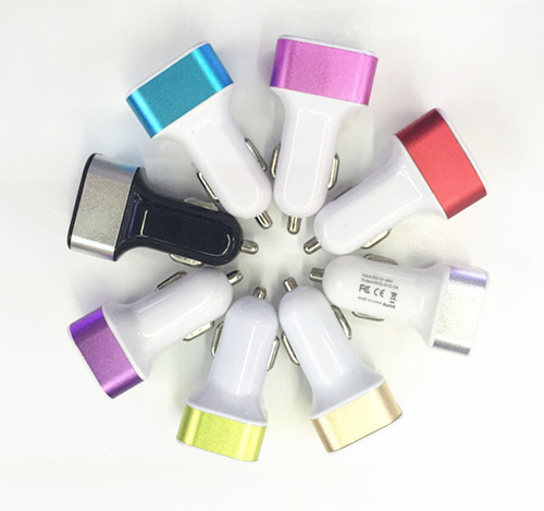 New multifunctional car charging head Metal dual USB port car charging head 2A car charger manufacturer