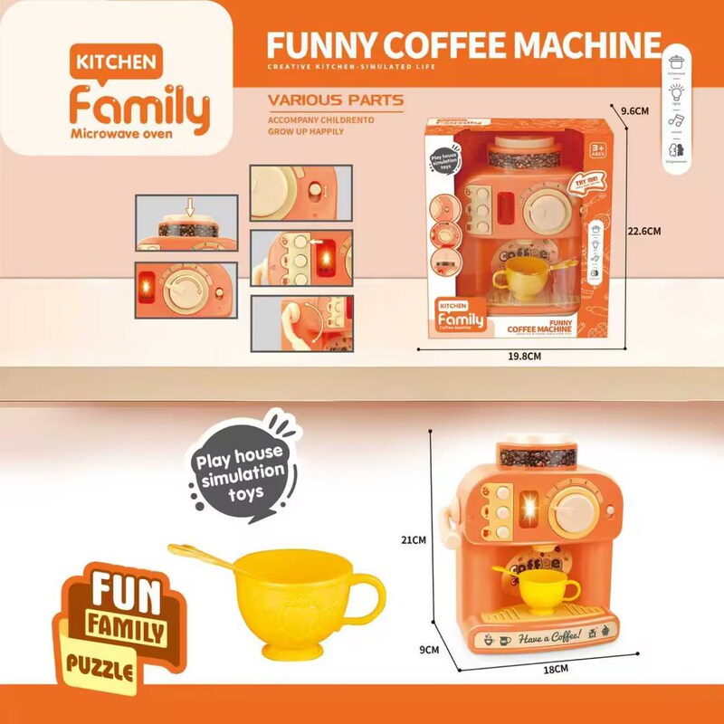 Popular Toy Internet-Famous Small Appliances Pretend Play Kitchen Toy Gift Fun Educational Toy Realistic Coffee Machine