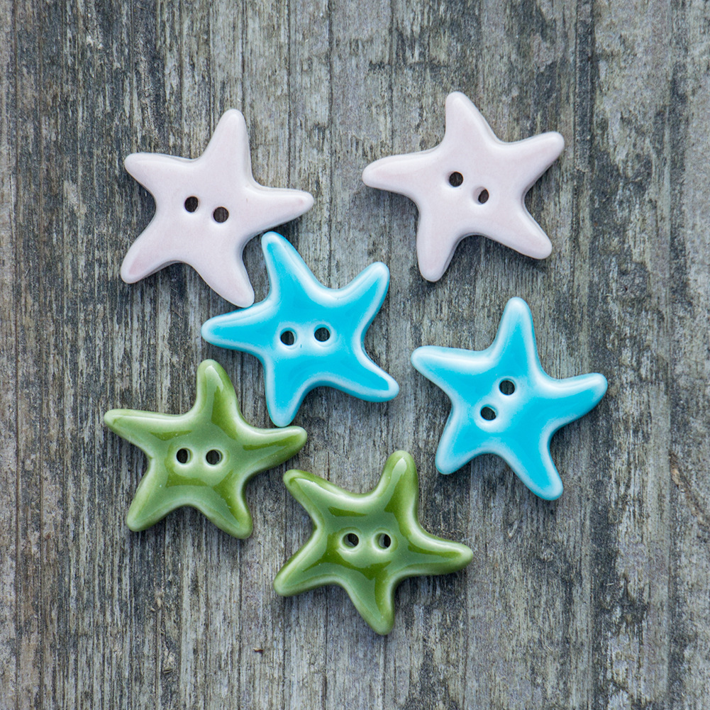 彩色小海星陶瓷纽扣服装设计配饰辅料配件景德镇手工饰品扣海洋风