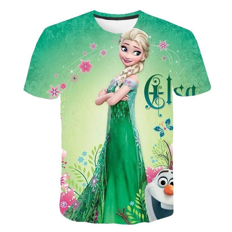 クロスボーダー夏アニメコスプレyアナと雪の女王子供服周辺3dデジタルプリント半袖tシャツ|undefined