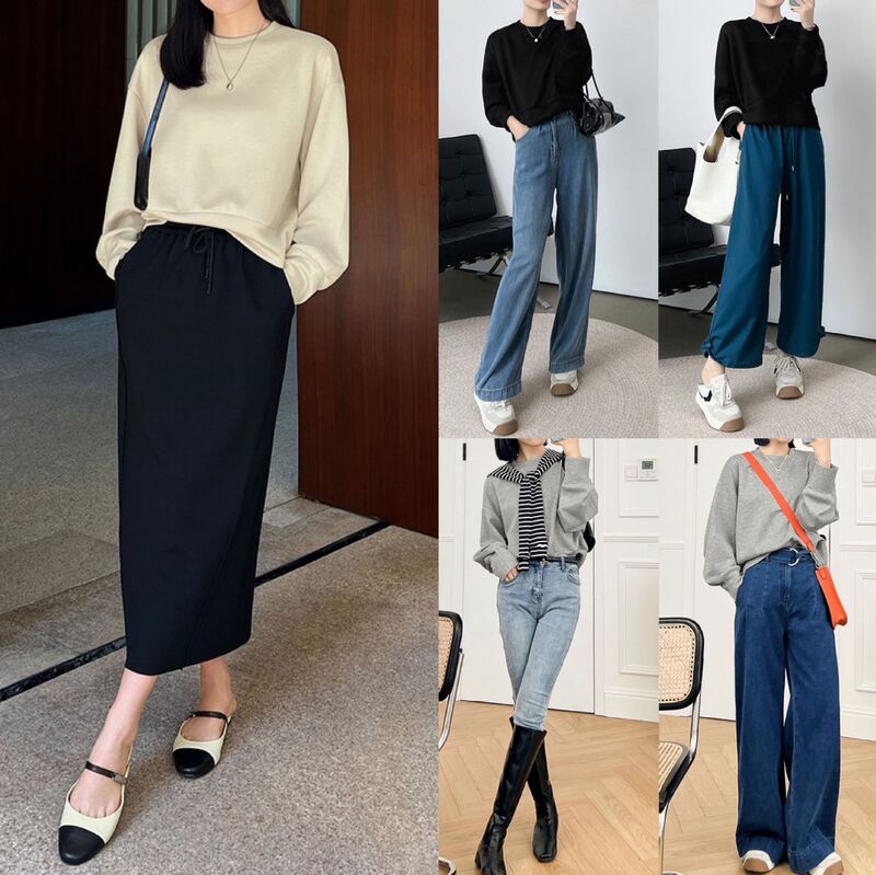 Early Autumn New Japanese Crewneck Shape Lightweight Air Layer Sweatshirt Women's Jelly-feeling Skin-friendly Casual Slimming Casual Top