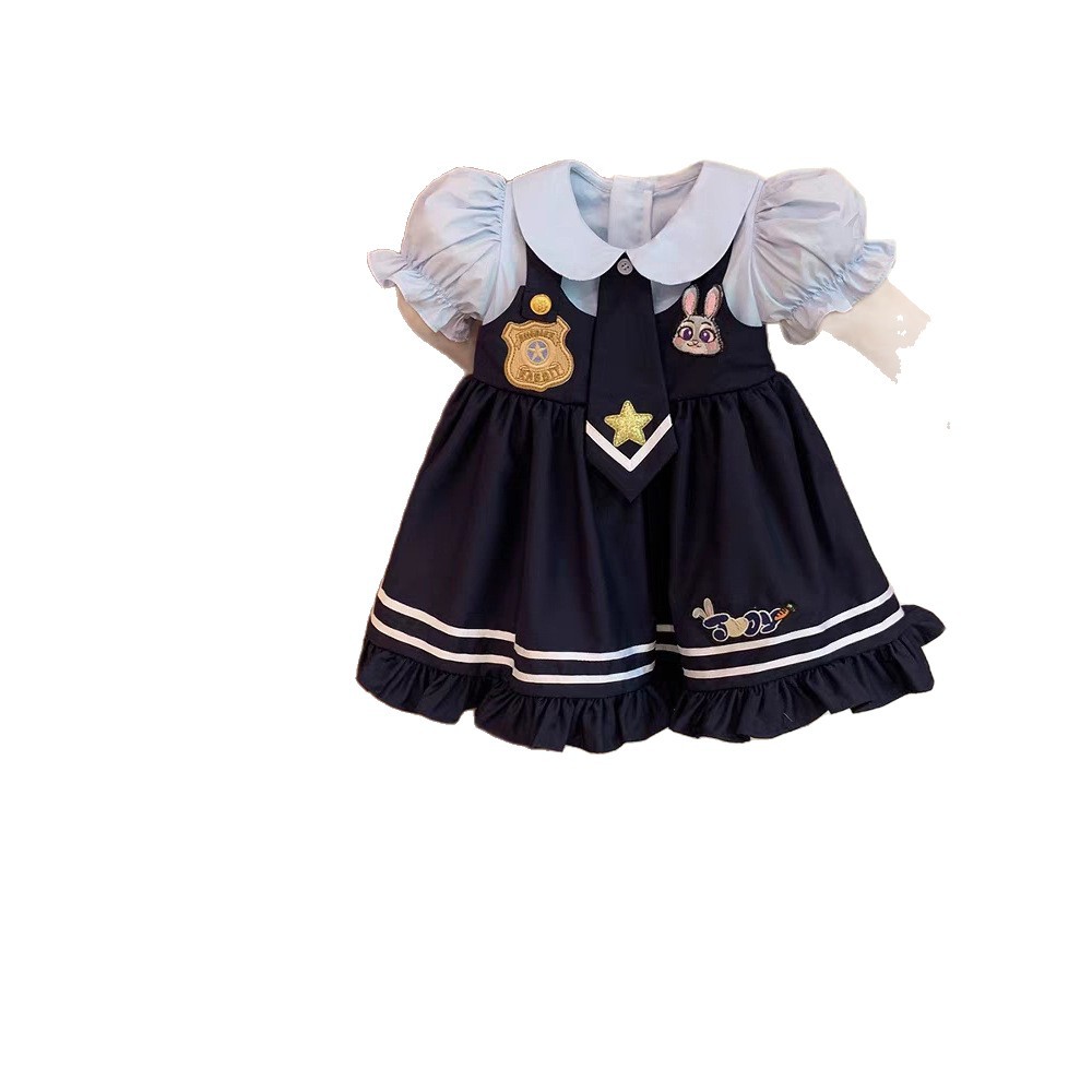 Vestido de princesa Lolita de siete niñas de limón salado estilo occidental 2025 nuevo vestido de policía de conejo de bebé de niña de verano