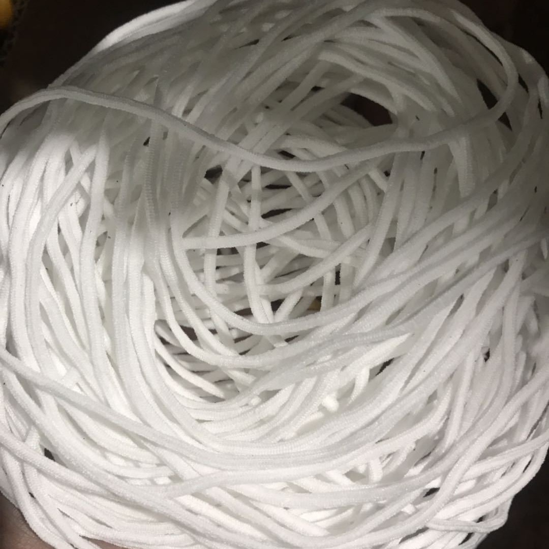 厂家3mm口罩耳带圆耳带绳白色弹力耳带绳一次性绳轻柔
