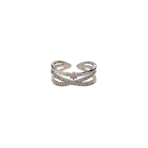 Ins Internet celebrity's same style inlaid with zircon super flash cross ring women's niche simple high-end design open index finger ring