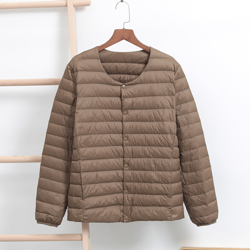 2026 Autumn and Winter Lightweight V-Neck down Jacket for Men, Youth Large Size Portable Collarless down Liner Lightweight Coat