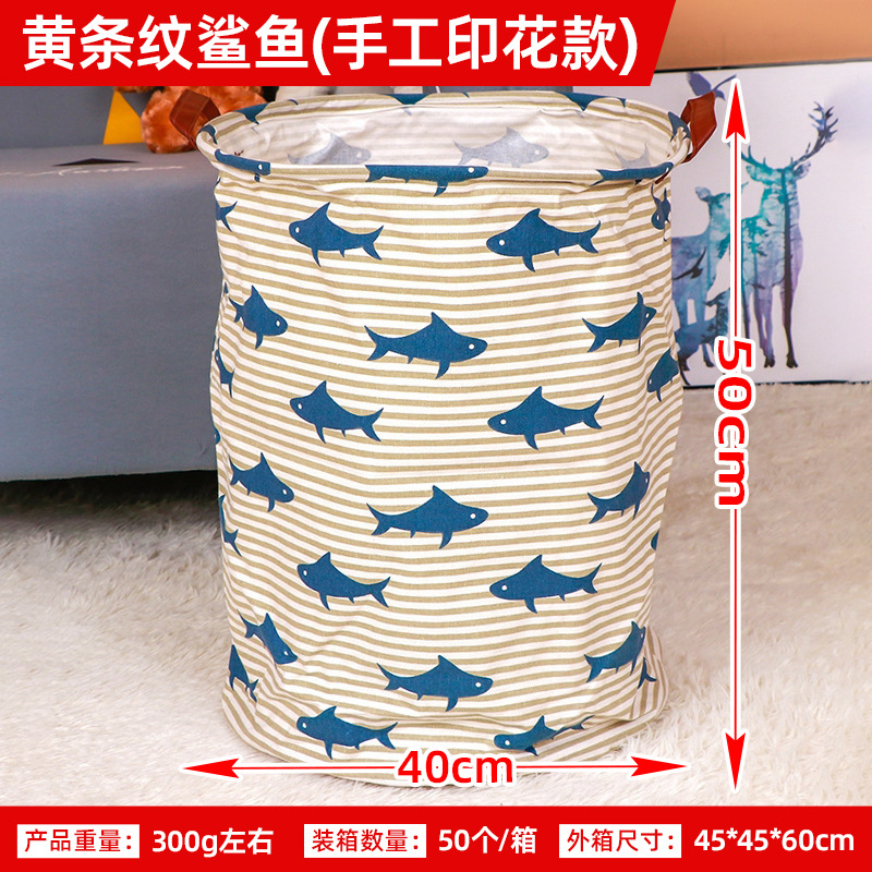 Impresión hecha a mano grande plegable cesta de lavandería en casa cesta de la ropa de tela de dibujos animados cesta de la ropa baño Cubo de almacenamiento de algodón
