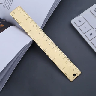 【厂家直销】创意复古黄铜尺子18CM直尺加厚绘图工具文具礼品金属
