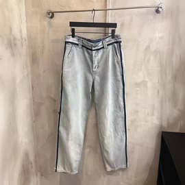 正确版本现货高品质MM家新款洗水冰蓝色牛仔裤OS宽松版型男女同款