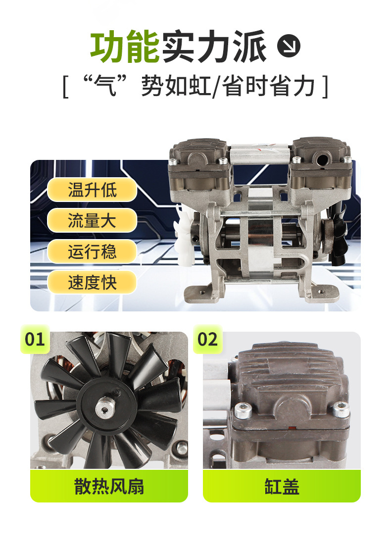 Lihao Electromechanical Dc Oil-Free Piston Air Compressor Ol90D Small Silent Large Flow Booster Air Pump Portable