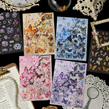 ZABC跨境烫金PET贴纸包 花间蝶语系列 2张入蝴蝶拼贴主题素材4款