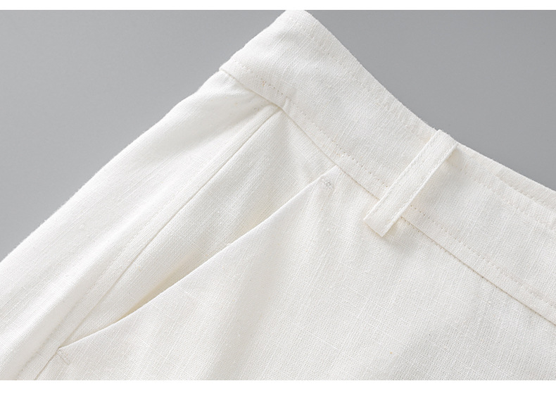 Quần âu ống rộng phong cách tiền cũ vải Tencel linen trắng mùa hè — Màu trắng chi tiết 18