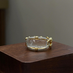 Imitation Jade Sugar Cube Ring, Vintage Retro New Chinese Style Niche Design, High-End Index Finger Ring