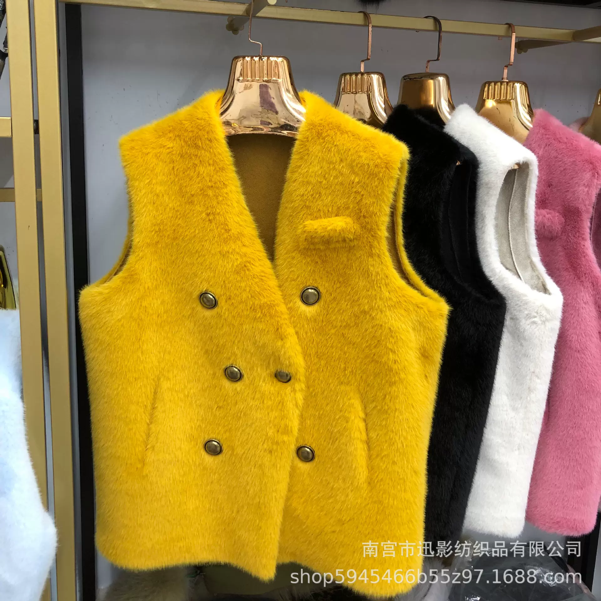 秋冬皮草海宁新款环保皮坎肩外套女士仿水貂毛马甲中长款大衣爆款