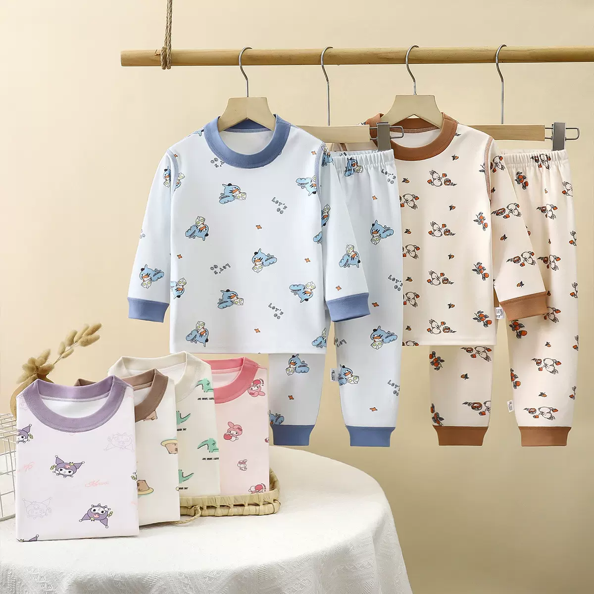 加工定制儿童德绒保暖内衣套装秋冬季家居服男童秋衣秋裤女童睡衣