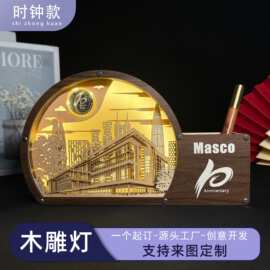 木雕灯笔筒立体校园企业创意地标摆件国潮商务文创礼物伴手礼