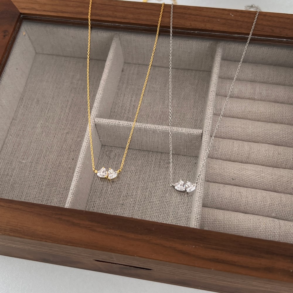 1 Pièce Argent Sterling 925 Forme De Cœur 925 Argent Sterling Chaîne De Câble Collier display picture 1