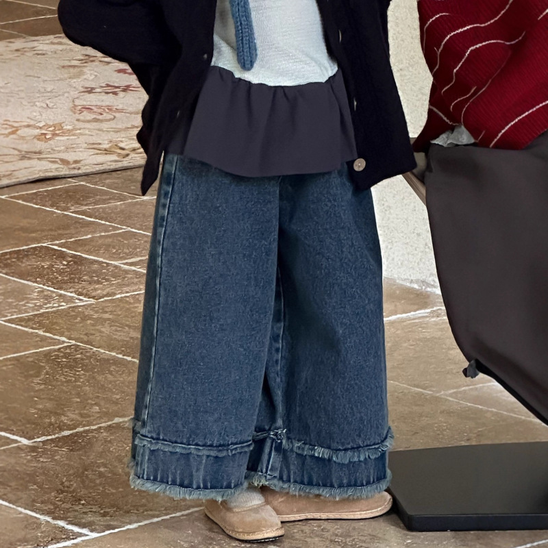 2025秋季新款中小女童女宝宝韩系甜美蝴蝶结荷叶边长袖上衣套装|undefined