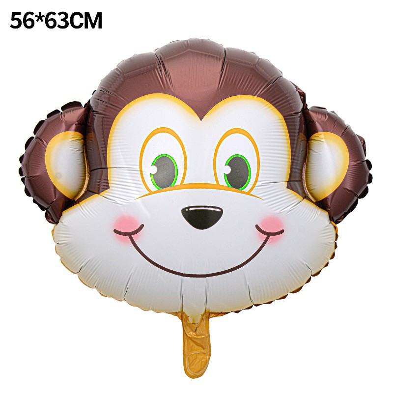 Venta caliente cabeza de animal película de aluminio globo tema de cumpleaños fiesta decoración de dibujos animados león cabeza de tigre papel de aluminio globo al por mayor