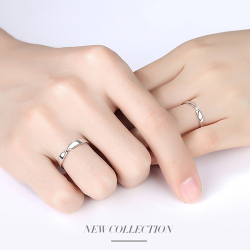 Möbius ring couple's ring sterling silver pair ins niche design simple opening adjustable ring