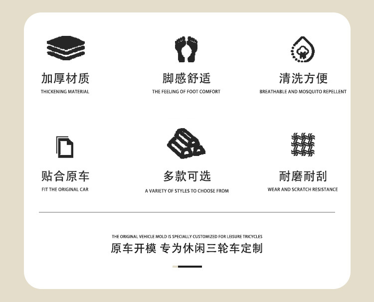 Yadi Guanneng Cl13 Special Tricycle Foot Mats, Yadi Special Thickened Wear-Resistant, Waterproof, Anti-Slip Foot Mats