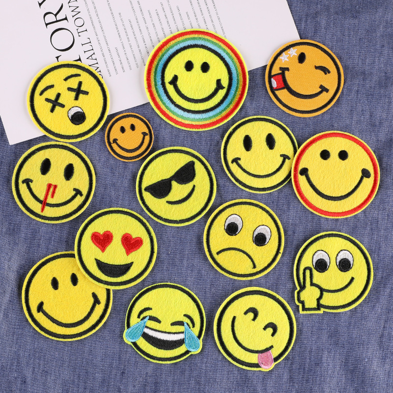 创意笑脸emoji表情布贴补丁贴搞笑图片贴花衣服贴工作服员工贴布