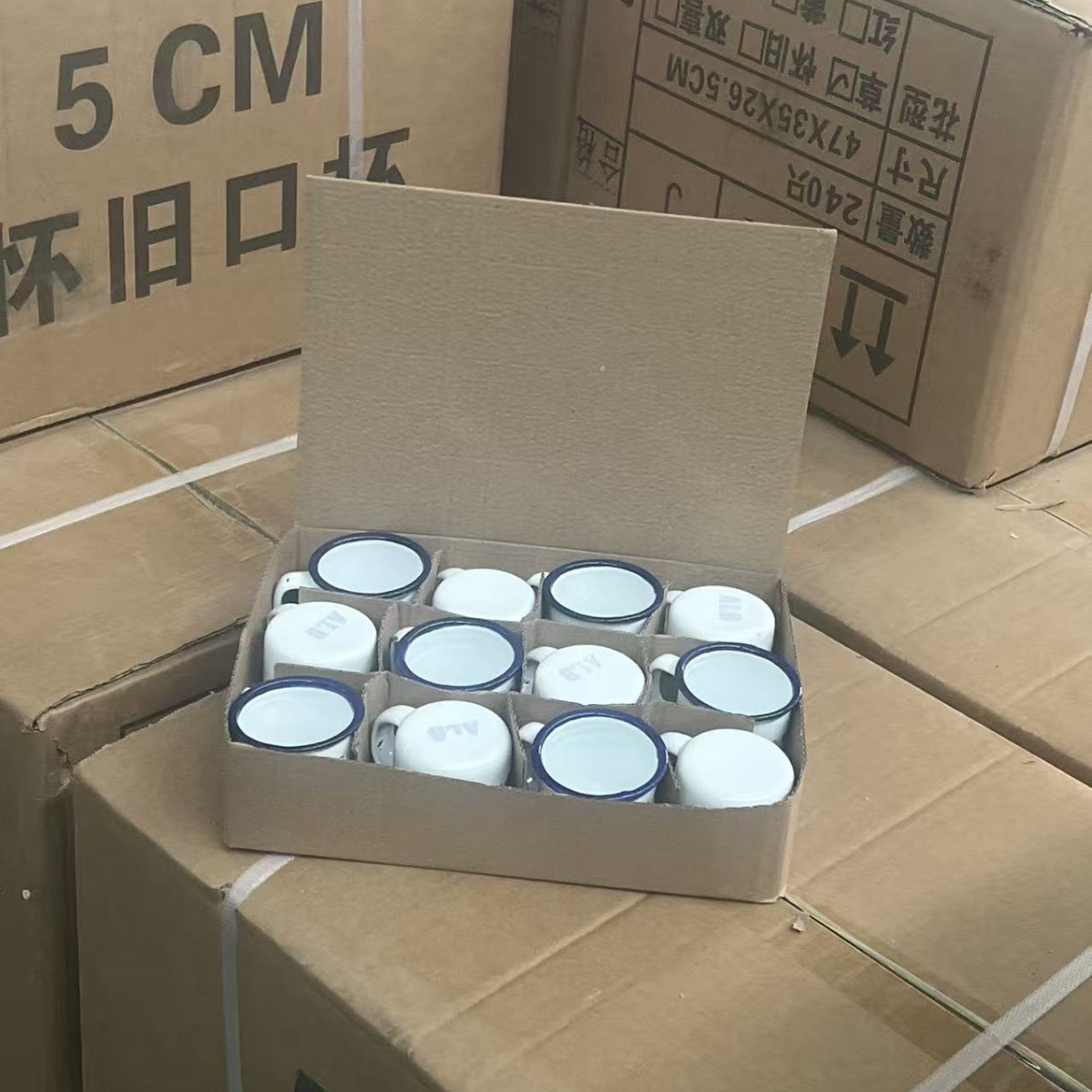 5cm6cm经典蓝色马克杯外贸原单怀旧生活仪式感国货复古搪瓷杯出口