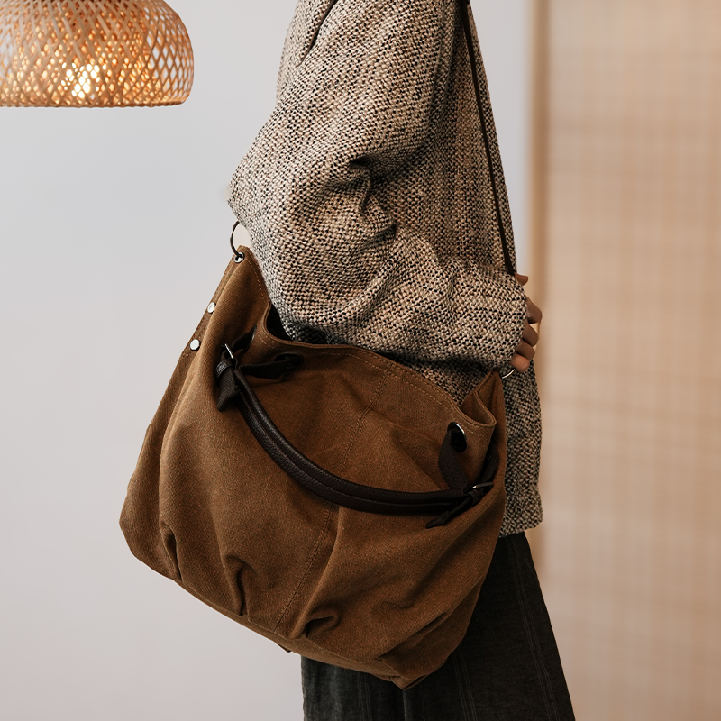 Bolso Bandolera Retro de Lona Lona Resistente al Desgaste Gran Capacidad para Uso Diario image 4