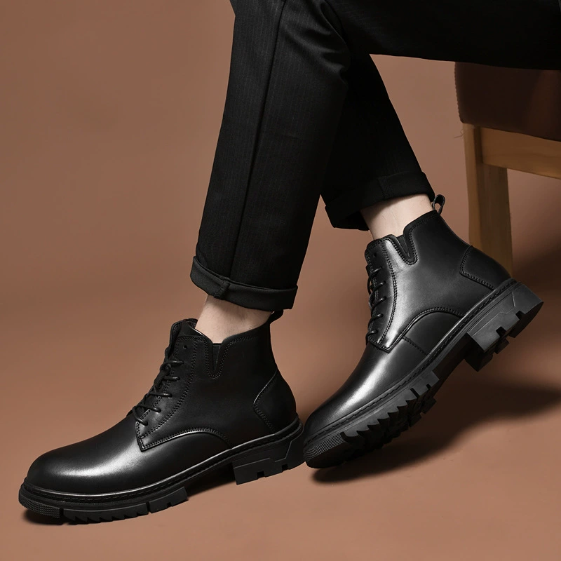 5198 Мужская и женская обувь Ботинки Martin Уличные ботинки для спецодежды Кожаные ботинки с большим носком Осень-зима Высокие кожаные ботинки из воловьей кожи на шнуровке