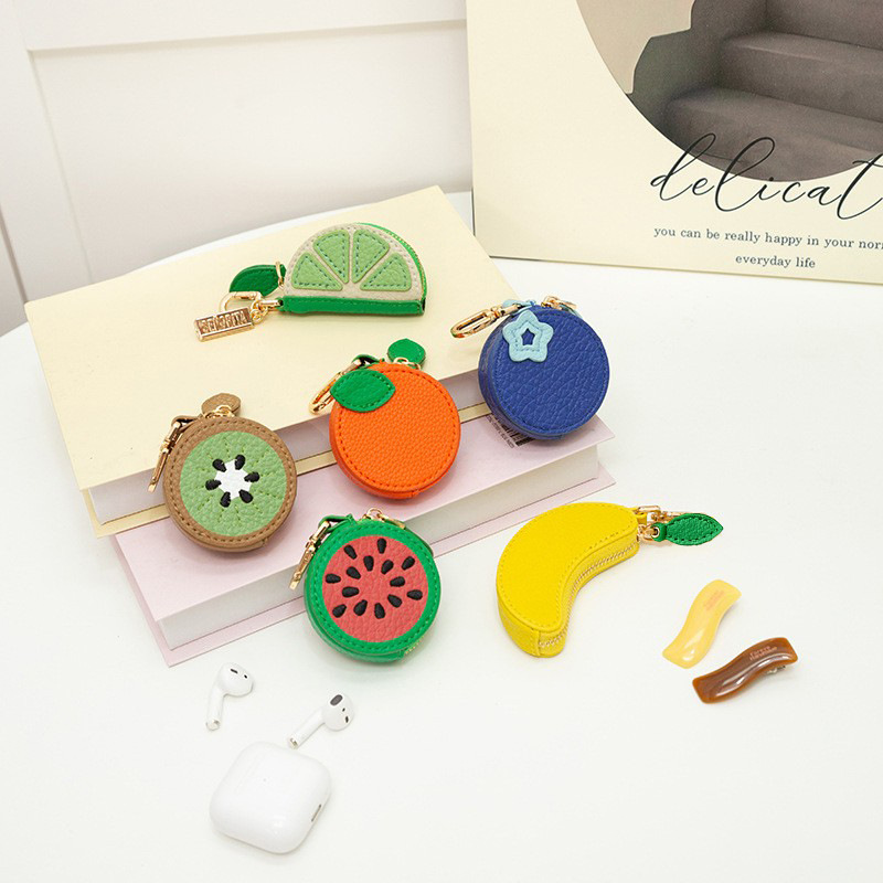 Factory Creative Cute Fruit Leather Bag Pendant, Customizable Size, Logo Shape, Keychain, Bag Decoration, Coin Purse