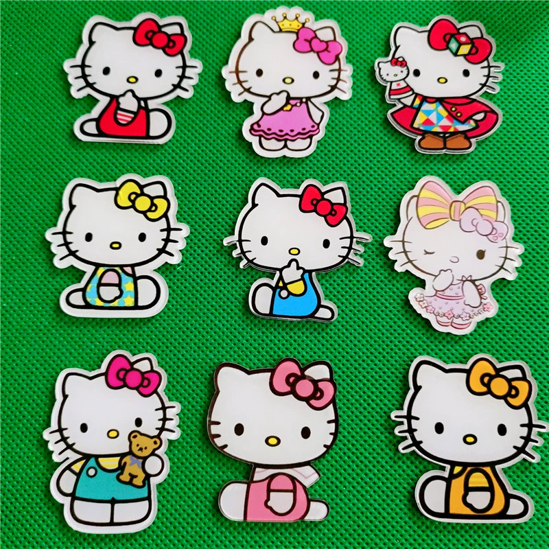 Акриловая брошь-аппликация, значок на заказ, кошка КТ, европейский и американский стиль, бантик, аксессуары для одежды и сумок, милый и забавный