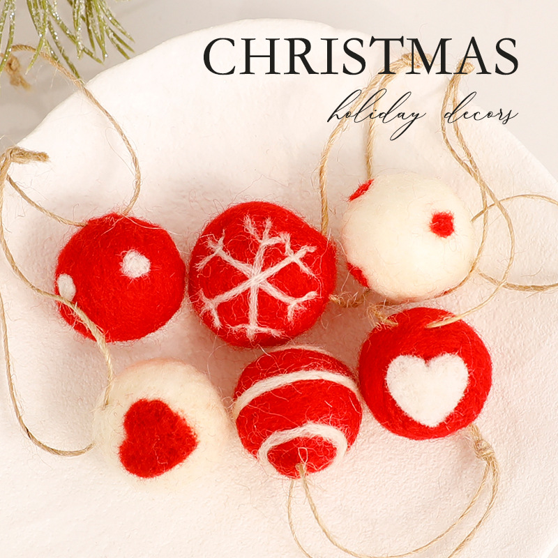 comercio exterior anillo de nieve fieltro de lana decoraciones de árbol de Navidad bolas de Navidad ramo de flores anillo de vid colgante de Navidad al por mayor