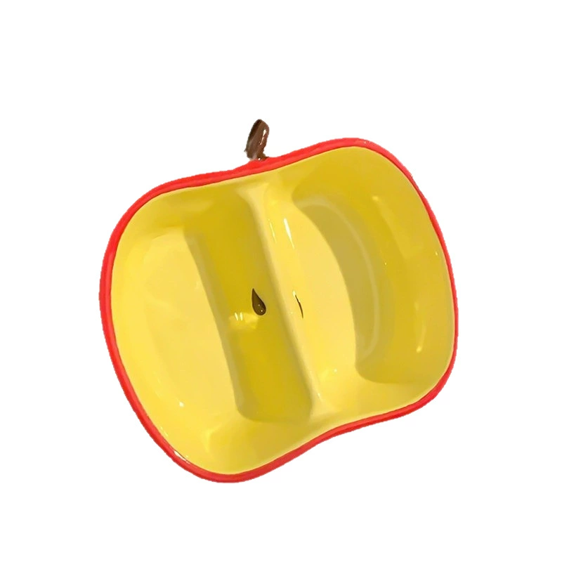 Ceramic fruit‑shaped snack plates, mini compartment dishes (apple, pear, banana)